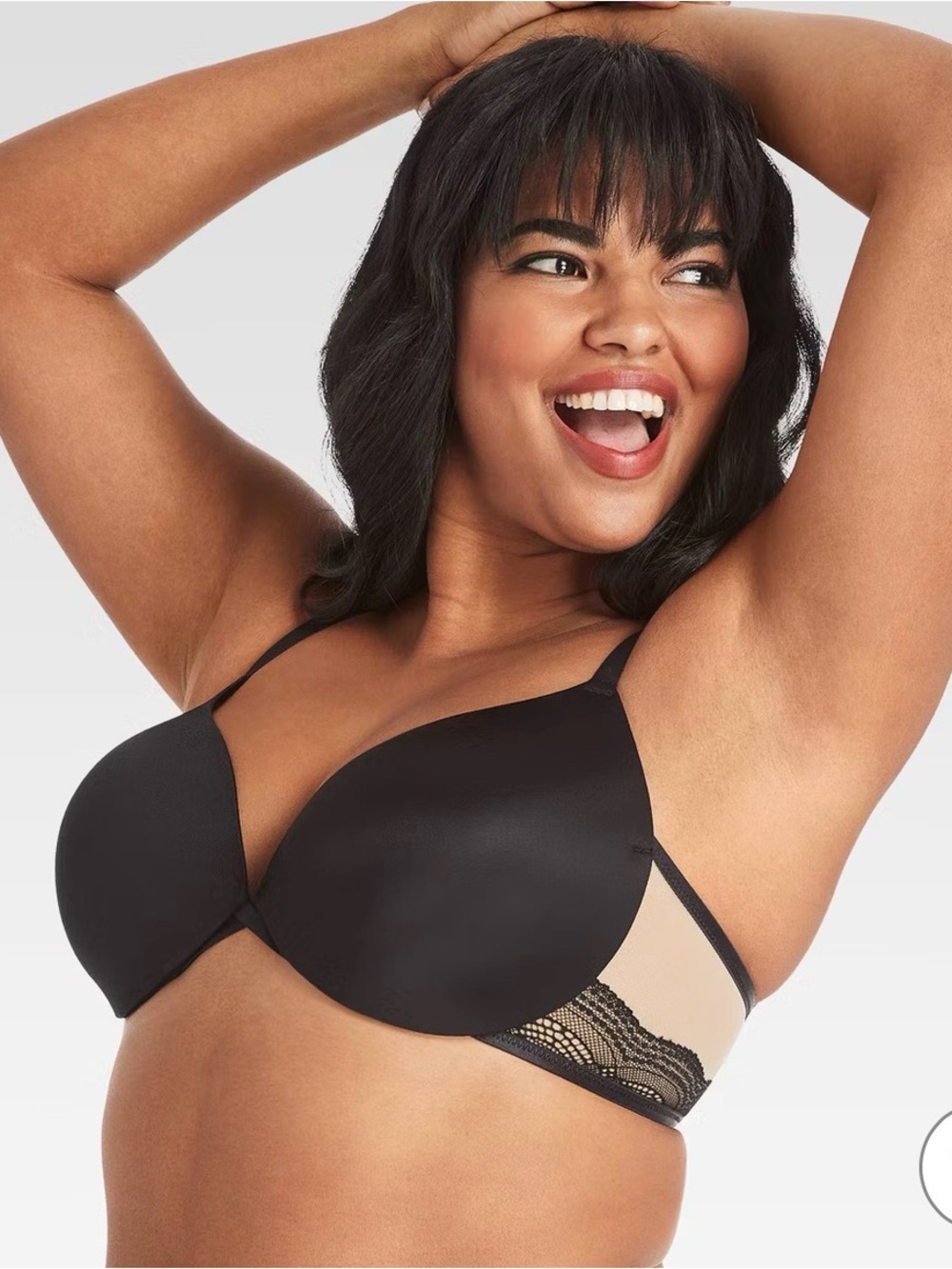Maidenform Black & Nude Lace-Trim T-Shirt Bra with Underwire